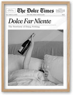 iHery Dolce Far Niente Framed Trendy NewsPaper Wall Art, Natural OAK Wood by iHery