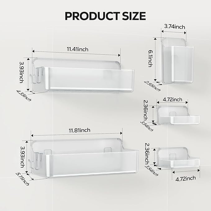Nieifi Adhesive Wall Shelf, Shower Shelves 5 Pack - Image 2