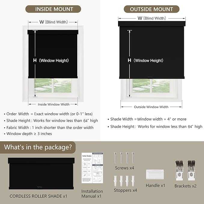 SUNOFF Cordless Blackout Roller Shades Blinds - Image 2