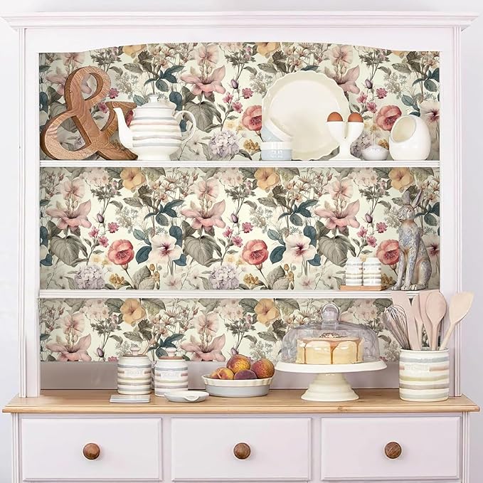 Jeweluck Floral Wallpaper Peel and Stick Vintage Floral Contact Paper Peel and - Image 11