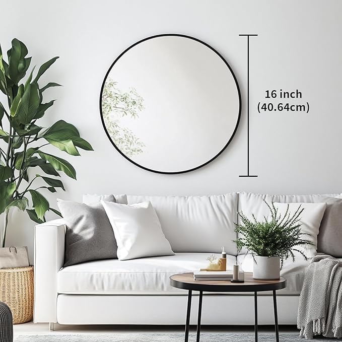 Oruii Small Round Mirror 16 inch, Small Black Circle Mirror Metal Frame - Image 3