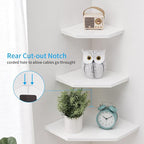 Corner Wall Shelf, Solid Oak Wood White Floating Corner Shelf Organizer - Image 4