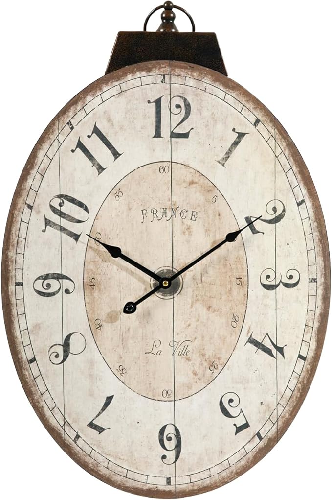 24" H x 18" W Large French Country Oval Wall Clock - Image 4