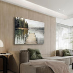 Nature Landscape Large Wall Art Canvas Picture，Horizontal Dock Forest Artwork by JolyWell