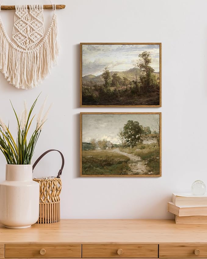 InSimSea Framed Canvas Wall Art Vintage Decor, Room Decor Rural Path Landscape - Image 4