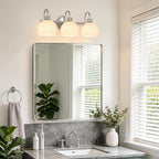 Bathroom Light Fixtures, 3-Light Brushed Nickel Bathroom Vanity Light Over - Image 7