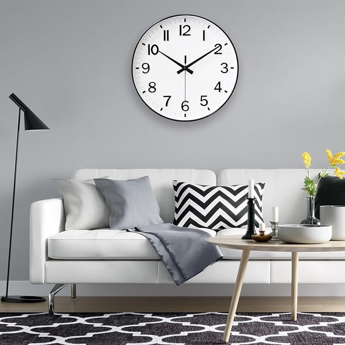 HZDHCLH White Analog Wall Clocks Battery Operated, 12 inch Silent Non Ticking - Image 2