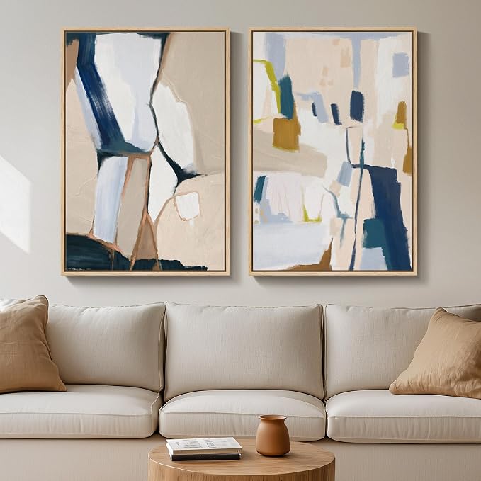 Large Framed Neutral Abstract Wall Art by Cuspin