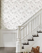 JiffDiff Black and White Floral Wallpaper 17.3" x 394" Peonies Removable Peel - Image 5