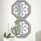ZOLAPI 2 PCS 20 inch Octagon Wall-Mounted Mirrors, Vintage Farmhouse Mirror - Image 5