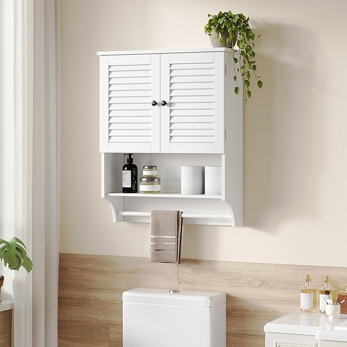 ChooChoo Medicine Cabinet with Towels Bar, 23.6" L x 8.8" W x 29.5" H MDF - Image 6