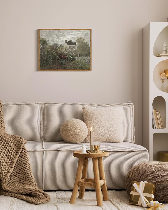 InSimSea Framed Canvas Wall Art Vintage Decor, Garden Full of Flowers Oil - Image 4