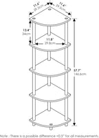 Furinno TURN-N-TUBE Corner Shelf Set of 2, 5-Tier Corner Bookshelf, Open - Image 2