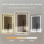 USHOWER LED Bathroom Mirror 48x36 Inch Tempered Glass - Image 4