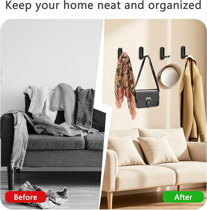 6PCS Foldable Wall Hooks, Zinc Alloy Flip Down Hooks, Retractable Wall Hooks - Image 4