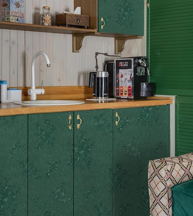 Dark Green Wallpaper Embossed Floral Peel and Stick Wallpaper 393inL78.7inW - Image 5