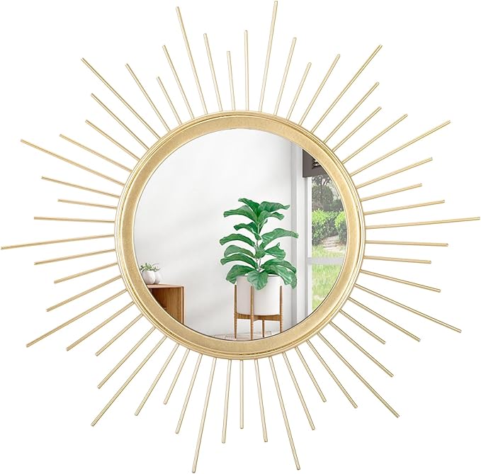 Gold Mirrors for Wall Metal Sunburst Wall Mirrors Home Décor Decorative Hanging by HLFMVWE
