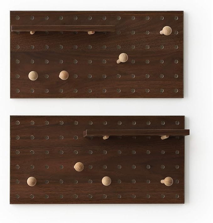 Wooden Pegboard Modular Display Organization Storage Wall Hooks Shelf - Image 2