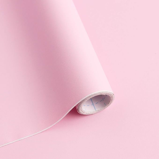197"x17.7" Pink Wallpaper Solid Color Peel and Stick Wallpaper Pink Contact by SAFIYYA