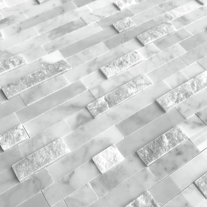 SUNWINGS 5-Sheet Peel and Stick Mosaic Natural 3D Stone Self Adhesive Marble - Image 5