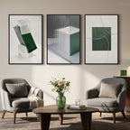 Large Framed Green and White Abstract Wall Art - Image 4