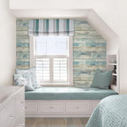practicalWs 17.71''x 393.7''Blue Distressed Wood Wallpaper Self-Adhesive Peel - Image 7