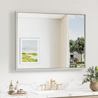 Keonjinn 40 x 30 Inch Brushed Nickel Bathroom Mirrors by Keonjinn