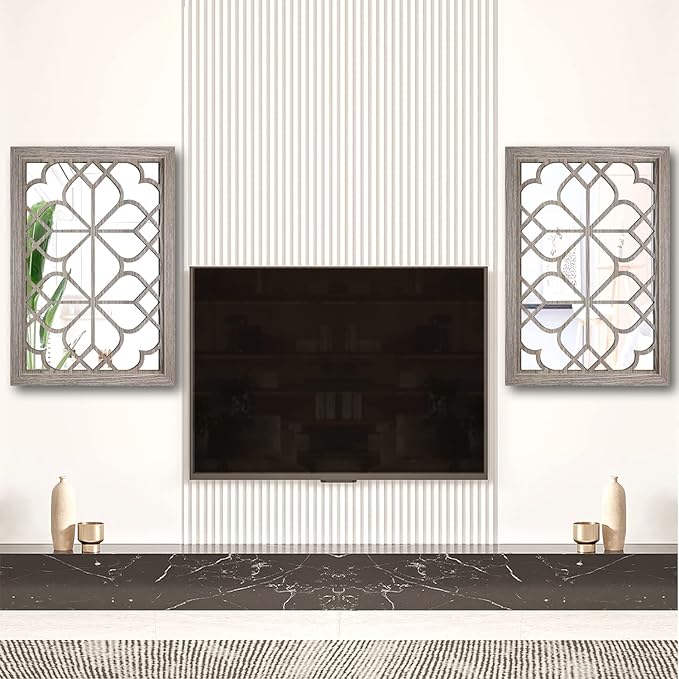Wocred Set of 2 Rectangular Wall Mirror, Gorgeous Rustic Farmhouse Accent Mirror - Image 3