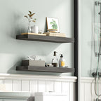 HOOBRO Floating Shelves for Wall, Wall Mounted Shelf Set of 2, 23.6" Hanging - Image 6