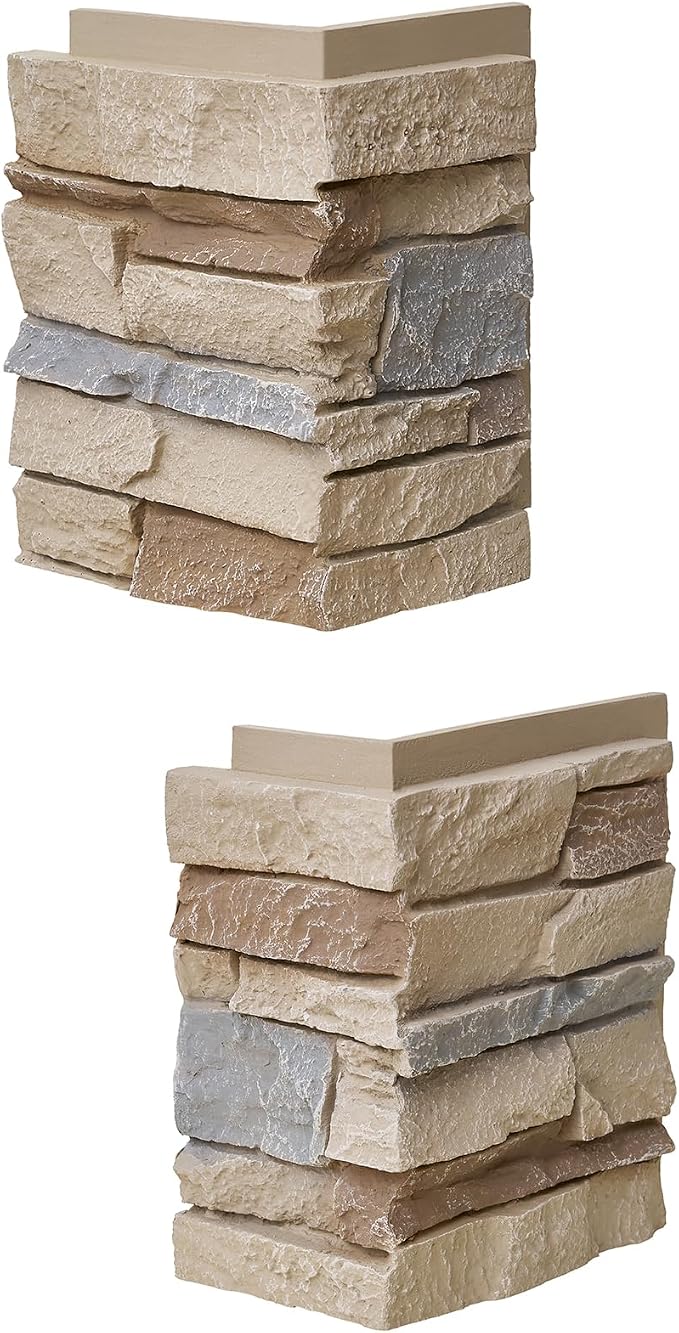 1.77 Inch Deep 3D Faux Stone Corner Panels Matching 2 Piece Set - Image 4