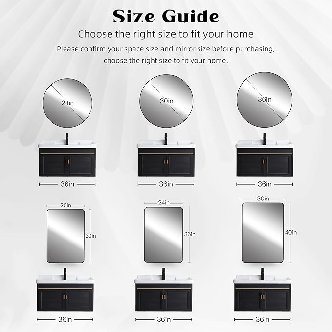 CULER Round White Bathroom 24 Inch Mirror, Circle Wall Modern Mirror - Image 6