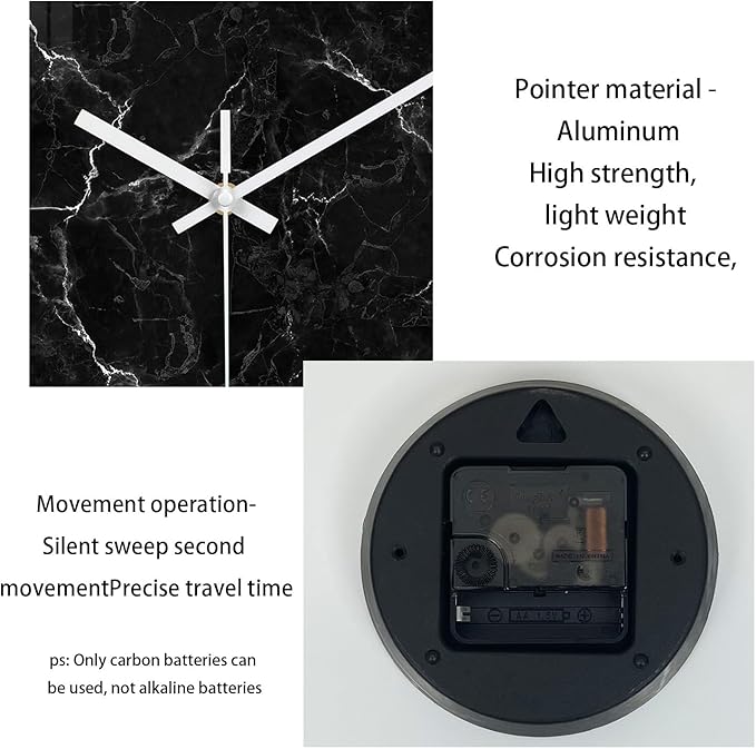 Big Wall Clock for Living Room Decor Marble Glass Wall Clock Battery Operated - Image 8