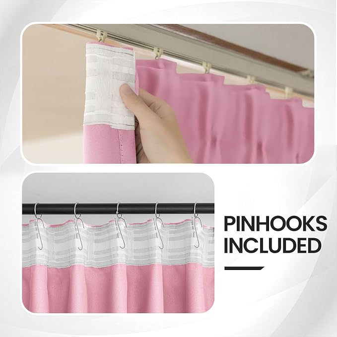 Baby Girl Pink Bedroom Decor Curtains 2 Panels Set - Image 3