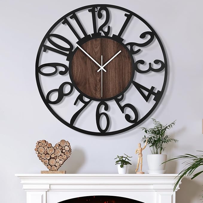 Large Wall Clock for Living Room Decor, 16 Inch Non Ticking Silent, Battery by ArtfulClocksBeautifulMoments