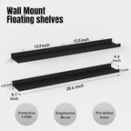 Boswillon 35.4 Inches Long Floating Shelves Wall Mounted, 2 Set Modern Black - Image 3