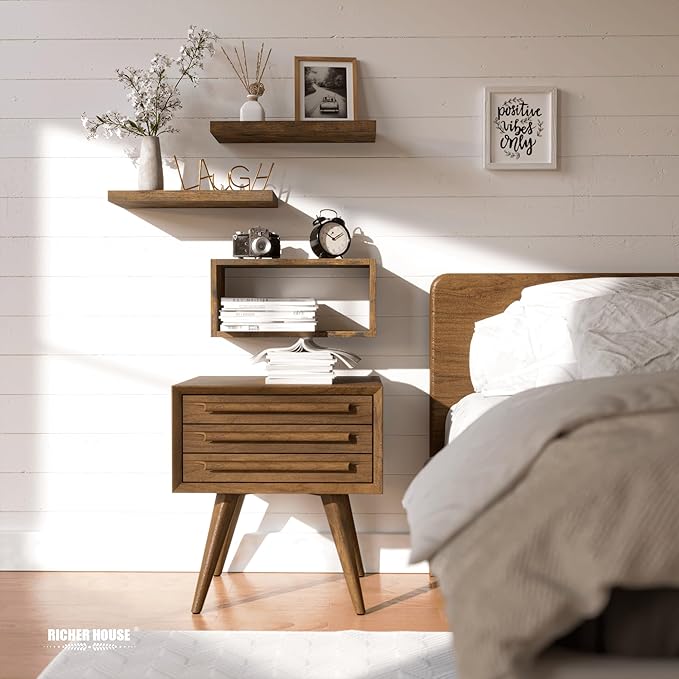 RICHER HOUSE Floating Shelves Set of 3, Modern Bathroom Shelves Wall Mounted - Image 4