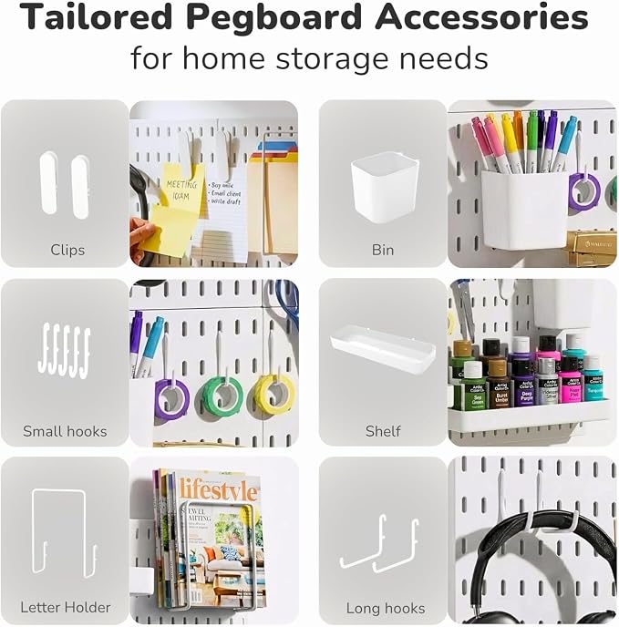 Keepo Peg Board Wall Organizer – Plastic Pegboard Panels, Modular Peg Board - Image 4