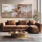 Brown and Gold Canvas Wall Art Colorful Abstract Minimalist Framed Prints - Image 2