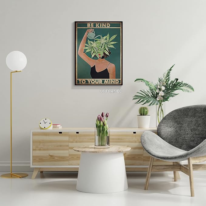 Vintage Be Kind To Your Mind Poster Mental Health Quote Canvas Wall Art Posters - Image 6