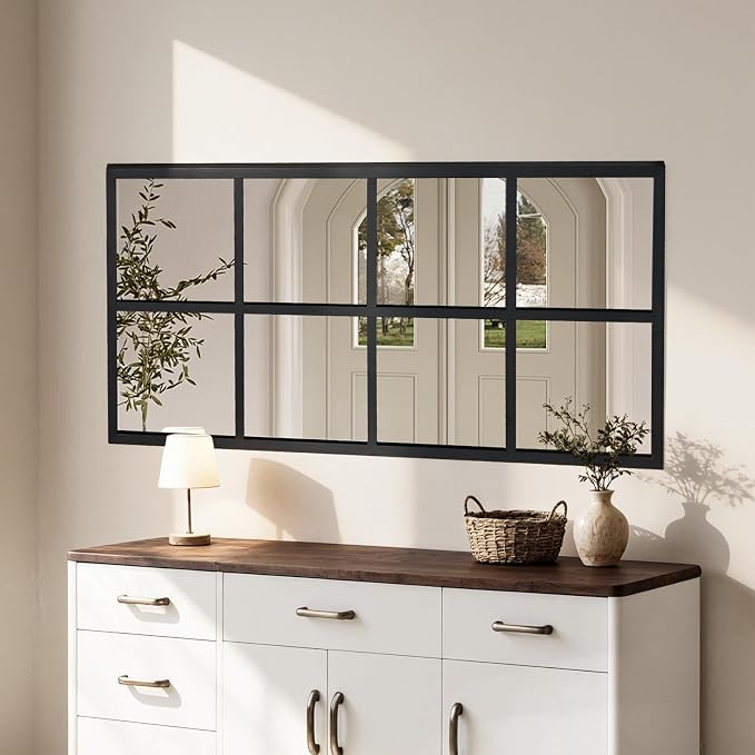 DUMOS Wall Mirror 24" x 36", Rectangle Window Pane Decorative Mirror, Metal - Image 8