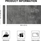 WADILE Black Gray Concrete Wallpaper 15.7 in * 354 in, Cement Contact Paper 3D - Image 2