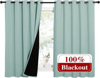 NICETOWN Aqua Blue 100% Blackout Lined Curtains, 2 Thick Layers Completely - Image 2