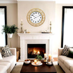 SwallowLiving 24 Inch Vintage Iron Large Metal Frame Gold Wall Clock Silent - Image 7