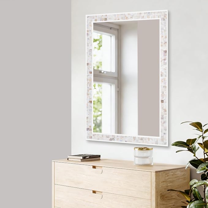 Tanmicoshomy Brown Shell Framed Rectangular Wall Mirrors - Image 7