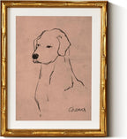 InSimSea Gold Bamboo Framed Canvas Wall Art, Minimalist Dog Sketch Animal by InSimSeaArt