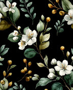Black Floral Wallpaper Peel and Stick, Vintage Dark Green Leaves by VOLEAARWALLPAPER