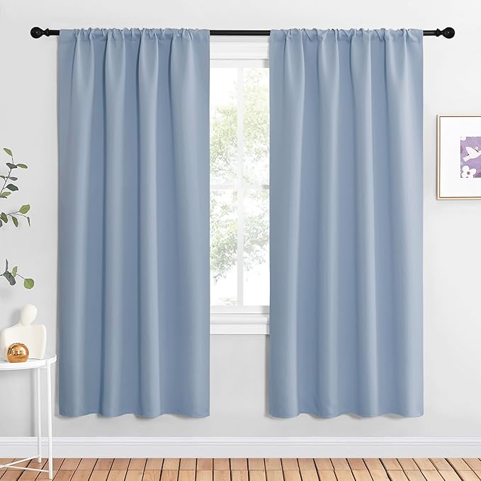 NICETOWN Blackout Curtains for Living Curtains, Vintage Blue, 1 Pair, 34-inch W by NICETOWN