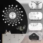 Large Wall Clock for Living Room Decor Non-Ticking Quiet Metal Quartz Clocks - Image 2