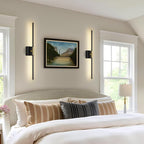 Wall Sconces Set of Two with Remote Control 29.1 in Dimmable Black Gold Battery - Image 8