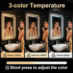 LED Bathroom Mirror, 16 x 24 Inch Anti-Fog Bathroom Mirror - Image 3